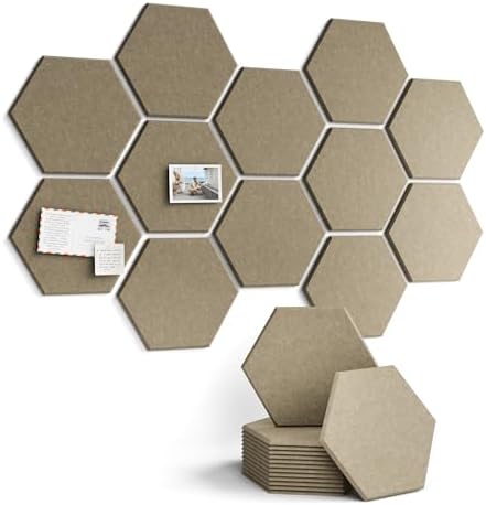 Fluxynara 12-Pack Hexagon Felt Bulletin Board Tiles, Earth Brown by FLUXYNARA
