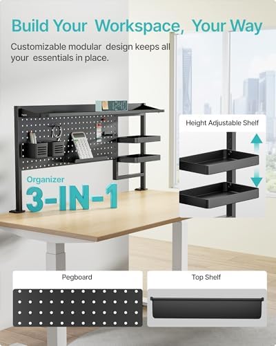 PEGZONE Clamp on Desk Shelf, 44" Desktop Shelving System, Black - Image 4