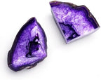 Natural Purple Dyed Agate Geode Bookends - 3 to 4 lb Heavy Duty Rock Crystal Stone Book Ends for Shelves, with Rubber Bumpers, Decorative Book Holders for Home Office - Image 3