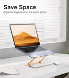 Aoviho Adjustable Laptop Stand for Desk,Portable Laptop Stand Holder and Riser,Foldable Aluminum Notebook Computer Stands for MacBook Air Pro HP Lenovo Dell Samsung Chromebook, 10-15.6 inch, Gold - Image 3