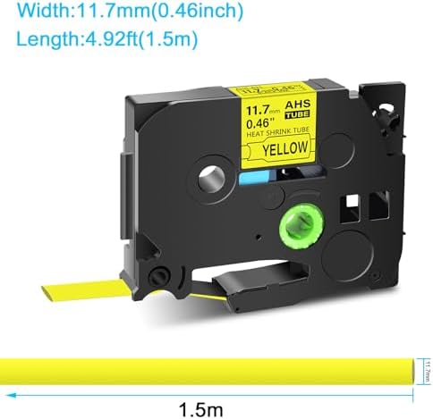 GREENCYCLE 4 Pack HSe-631 HS2-631 HS-631 Heat Shrink Tube Label Tape 1/2" 11.7 mm 0.46 inch Black on Yellow Compatible for Brother P-Touch PT-D200 D210 D400 D600 PTE300 PTE550W PTP700 P710BT PTP750W - Image 4