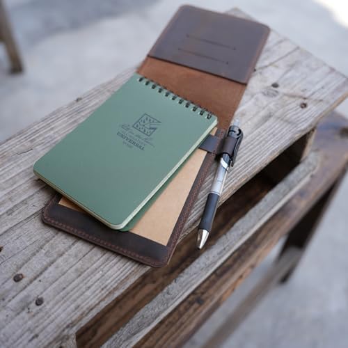JJNUSA Genuine Leather Notepad Cover For Mini Pocket Notebook 4" X 6", Leather Cover For Rite In The Rain Top-Spiral Notebook,Travel Index Cards 4 x 6 / 4" x 6" Cover Holder Jotter brown - Image 2