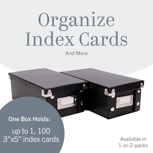 Snap-N-Store Index Card Holder Storage Box - Collapsible Organizer Box fits 1100 Flash Cards - Business, Recipe, or Note Card - 3 x 5, 4 Pack, Black - Image 3