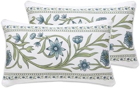 ISAENNE Designer Linen Throw Pillow Cover,Set of 2,20"x12"-Mosella D by Isaennehomedecoration