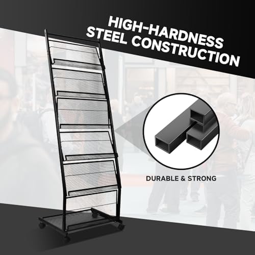 Floor-Standing Magazine Rack 6-Layer with Wheels, Brochure Display Stand for Exhibitions, Office, and Any Organization Requiring Information Display - Image 4