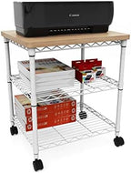 Safco Deskside Printer Stand, Printer Table for Home Office, Mobile Rolling Cart with Adjustable Shelves, White - Image 4