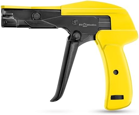42712 Zip Tie Gun/Cable Tie Install Tool, Adjustable Tension with Built-In Cutter, for Nylon Ties up to 1/4”- Yellow by RVRhodes