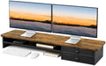 Dual Monitor Stand, 42.5 Inch Wood Monitor Riser with Drawers, 2 Tier Desktop Organizer for Computer Laptop TV, Large Screen Stand for Home Office Desk by ExaDesk