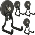 ULIBERMAGNET Upgraded Large Magnetic Hooks,Strong Heavy Duty Magnet Hooks for Power Drill,Broom,Garden Tools,Pegboard,Garage,Workshop,Hardware, 4 Pack Magnet Storage Holder for Hanging(Black) by ULIBERMAGNET