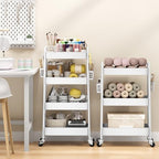 TOOLF 4 Tier Rolling Cart, Metal Utility Storage Cart with Pegboard, White - Image 2