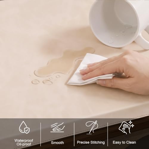 HAUTOCO PU Leather Desk Mat with Folded Edge Design, Steel Core Support - Image 3