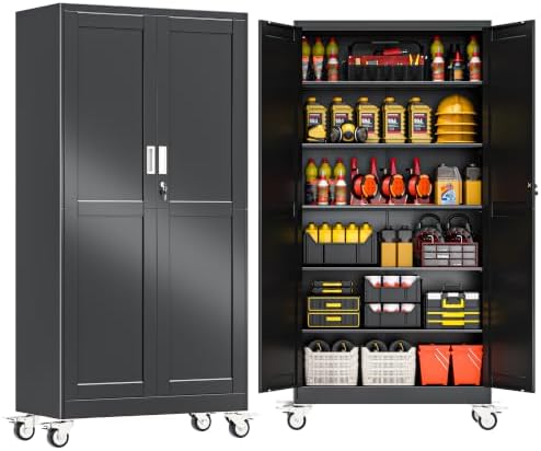 GAIOUS 79” Tall Metal Garage Storage Cabinet with Lock, Steel Tool Cabinet by GAIOUS