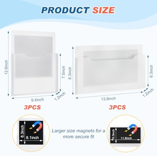 Fuutreo Magnetic Wall File Holder,6pcs,Clear,Horizontal & Vertical - Image 2