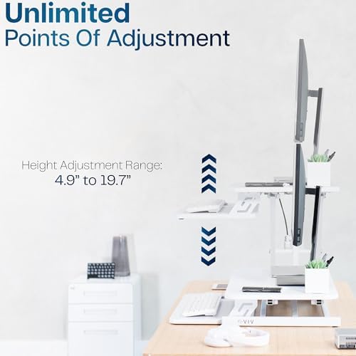 VIVO White 32 inch Standing Desk Riser, DESK-V000SW - Image 5