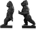 Decorative Bookends, Art Book Ends for Heavy Books, Heavy Bookends for Shelves, Vintage Non-Slip Base Book Holder, Resin Book Stopper for Home Office Decor (Black Gorilla) by Unknown