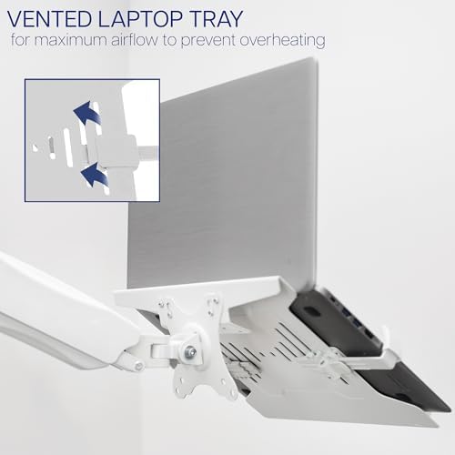 VIVO Height Adjustable Pneumatic Extended Arm Laptop Wall Mount, Full Motion Articulating Notebook Tray, Fits 10 to 15.6 inch Screen, White, MOUNT-V001GLW - Image 5