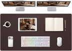 Leather Desk Mat 55" x 24", Rich Brown Large Desk Pad Protector by cebowa