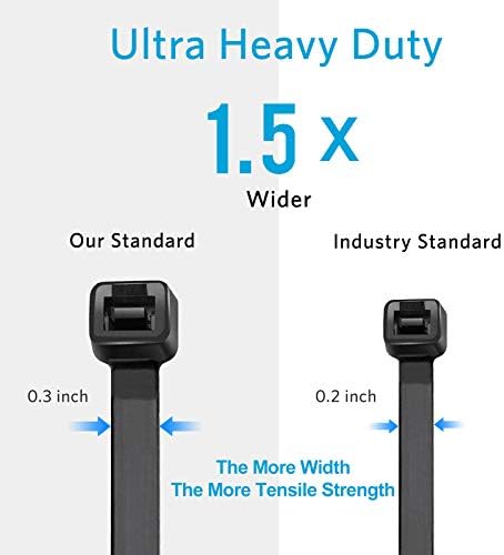 Zip Ties Heavy Duty 12 inch with 120 Pounds Tensile Strength, Black Heavy Duty Cable ties, 500 Pieces,by Karoka - Image 3