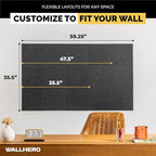 WALLHERO Cork Boards for Office, Dart Board Wall Protector, 59"x36" | 15 Pack | Black Bulletin Board, Cork Board, Cork Board Squares, Homasote Board, Bulletin Board Tiles (Gray Black) - Image 4