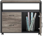 Tribesigns Modern File Cabinet with Drawers for Letter-Sized File and Door, Lockable lateral Filing Cabinet Printer Stand with Storage Shelves and with Rolling Caster for Home Office (Gray) - Image 6