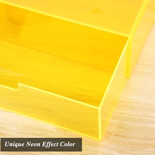 Gelite Acrylic Desk Organizer with Drawer for Makeup Vanity Stackable Desktop Storage Box for Office Supplies, 13.8 x 9.8 x 3.9’’, Neon Yellow - Image 3
