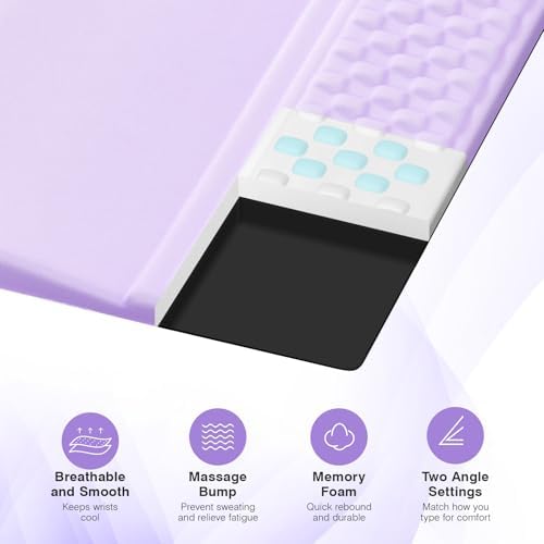Ospelelf Ergonomic Mouse Pad and Keyboard Stand Wrist Rest Set, Memory Foam Comfort, Pain Relief for Typing, Office Desk Accessories, Purple - Image 4