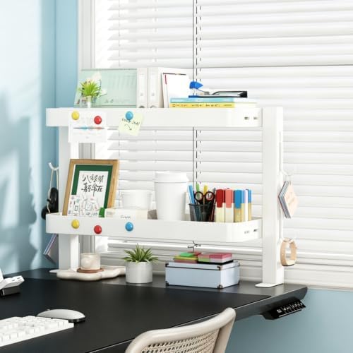 Clamp-On Desk Shelf Organizer, 2-Tier Metal Side Desktop Shelves - Image 5