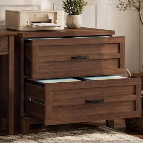 Garvee 2 Drawer Farmhouse Lateral File Cabinet for Home Office, Deep Filing Drawers Fit Legal Letter & A4 Hanging Files, Wide Storage Cabinet with Heavy-Duty Frame & Spacious Top, Retro Brown by Garvee