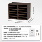 VEVOR Literature Organizers, 12 Compartments Office Mailbox with Adjustable Shelves, Wood Literature Sorter 20.4x12x16.1 inches for Office, Home, Classroom, Mailrooms Organization, EPA Certified Brown - Image 3