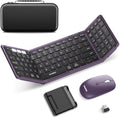 Foldable Keyboard and Mouse, Samsers Folding Bluetooth Keyboard Combo, 2.4G + BT5.0 x 2, Full-Size Portable Travel Keyboard & Rechargeable Wireless Mouse for Windows Android iOS Mac OS, Misty Purple by HOME