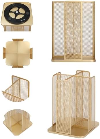 Annova Paper/Plastic Cup and Lid Holder Plastic Storage Organizer, 360°Rotating Coffee Mup Dispenser with 4 Compartments, Multifunctional Storage Rack for Home, Office, Bar, Coffee Shop (Gold) - Image 3