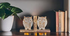 eTroves Wood Bookends for Shelves. Decorative Wooden Owl Bookend for Heavy Books, White Wood, 6 Inch - Image 6