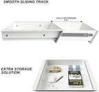 White Under Desk Drawer with Removable Tray, 15.4" Wide 2-in-1 Organizer – 60° Ergonomic Tilt, 4-Compartment Insert for Pens, Phones & Cables, Ball Bearing Slides, for Home Office & Student Desk - Image 4
