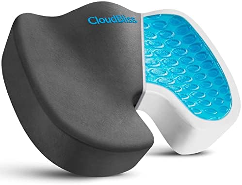 CloudBliss Gel Memory Foam Seat Cushion for Long Sitting, X-Large, Grey by CloudBliss