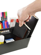 -Large Portable Caddy, DIY Dividers, 8 Compartments, School Office Supplies Home Business Organizer,Portable Basket with Handle Storage Organizer Modern Made in USA (4 PACK, Black) - Image 5