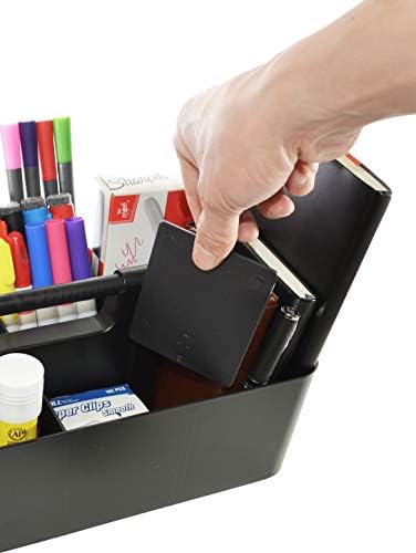 -Large Portable Caddy, DIY Dividers, 8 Compartments, School Office Supplies Home Business Organizer,Portable Basket with Handle Storage Organizer Modern Made in USA (4 PACK, Black) - Image 5