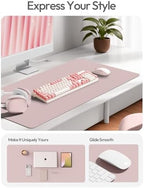 YSAGi Leather Desk Pad Protector, Office Desk Mat, Large Mouse Pad, Non-Slip PU Leather Desk Blotter, Laptop Desk Pad, Waterproof Desk Writing Pad for Office and Home (Grayish Lavender,55" x 24") - Image 3