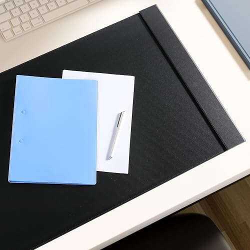 30" x 18" Leather Desk Blotter with Side Rails for Writing Leather Executive Desk Pad Protector Desk Mat for Office Home Workplace Black - Image 4