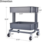 Melody House 2-Tier Metal Utility Rolling Cart Storage Side End Table with Cover Board for Office Home Kitchen Organization, Dark Gray - Image 3