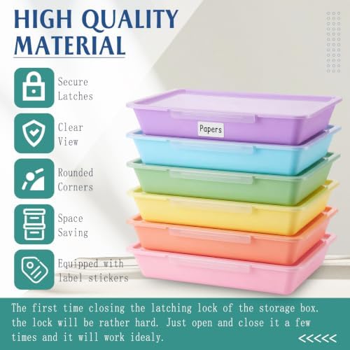 Tinlade 24 Pcs Classroom Paper Storage Bins with Lids, Macaron, 13x10in - Image 3