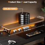 Dual Monitor Stand Riser, 39 Inch Large Wood Monitor Stands for 2 Monitors - Image 3
