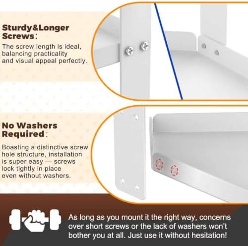 11in Office Cubicle Corner Shelf with Hooks Cubical Shelf Hanging White - Image 3