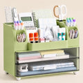 HBlife Desk Organizer with Pencil Pen Holder for Desk, Pen Organizer with 2 Drawers, Desk Organizers and Accessories with Compartments, Desktop Storage for Office, Home, School, Art Supplies, Green by HBlife