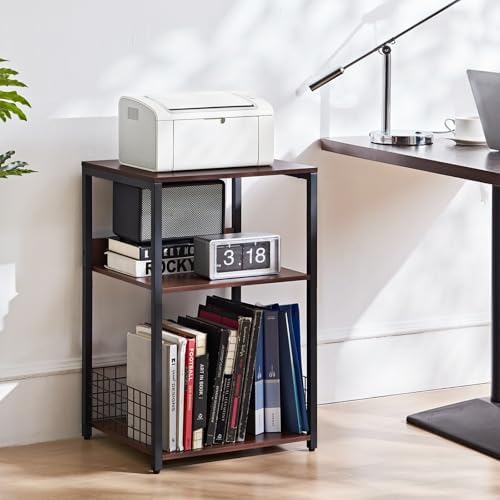 LELELINKY Walnut Oak 18" Wide End Table,3 Tier Large Record Player Stand with Storage Up to 130 Albums,Modern Turntable Stand, Records Vinyl Shelf for Living Room, Bedroom, Printer Desk for Home Office - Image 6