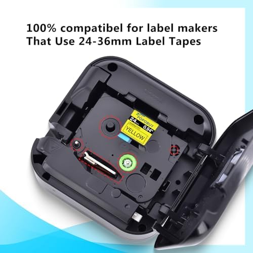 TZ TZe 24mm 0.94 Laminated Yellow Tape Compatible for Ptouch TZ651 TZ-651 TZe-651 TZe651 Label Tape for PTD600 PTD610BT PTP710BT Label Maker, 5 Pack Black on Yellow - Image 3