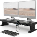 Height Adjustable Dual Monitor Stand Riser with 6-Port USB Hub, Black by Unknown