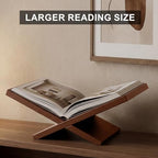 Wooden Book Stand for Display, Large Open Book Holder for Desk (Brown) - Image 2