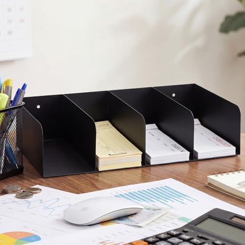 Gisafai Metal Check Sorter Organizer, Black Iron Document Holder, Wall Mountable, Heavy Duty Countertop Receipt Storage Rack for Bank, Office, Retail, Restaurant (16 x 8 x 3.75 Inch) - Image 6