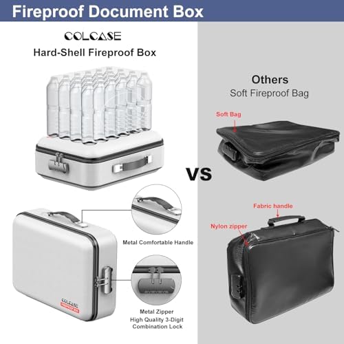COLCASE Fireproof Document Organzier with Lock, Hard Fireproof Document Box - Image 3