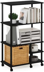 Furinno Turn-N-Tube 4-Tier Toolless Multipurpose Printer Stand Display Storage Shelf with Wheels, Americano/Black - Image 5